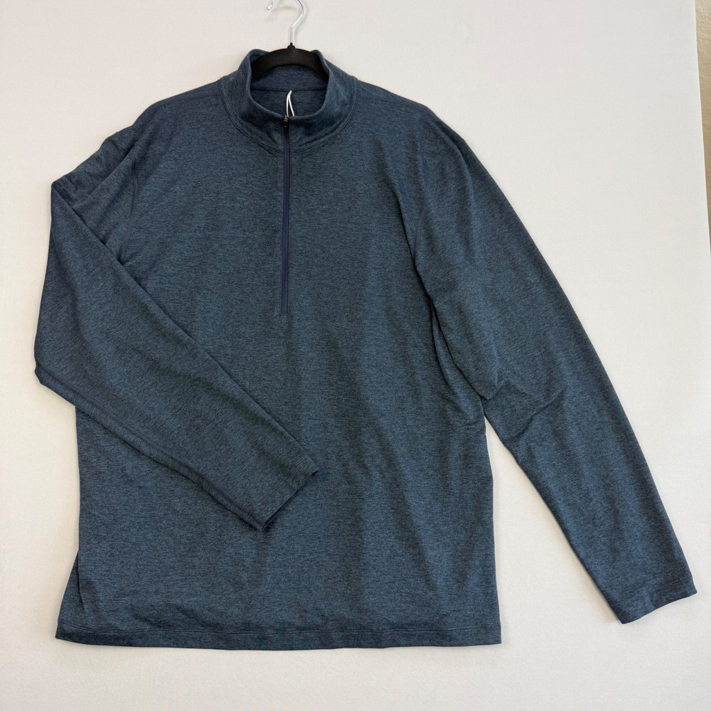 Lululemon Mens Soft Jersey Half Zip Pullover Heathered Navy Blue Size XL